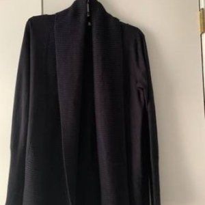 Joan Vass Studio Open Front Black Cardigan Sweater Size Small
